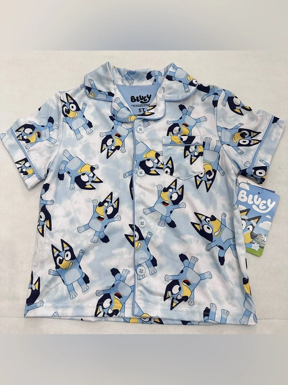 Bluey Light Blue Toddler Girl Super Soft Pajama 2-Piece Short Set, Size 5T NWT's